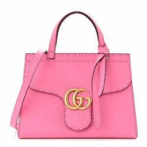 GUCCI Cellarius Calfskin mini GG Marmont Top Handle Bag Pink Tropical Flower